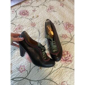 poetic backlash black whimsygoth vintage witchy lace up oxford heels
